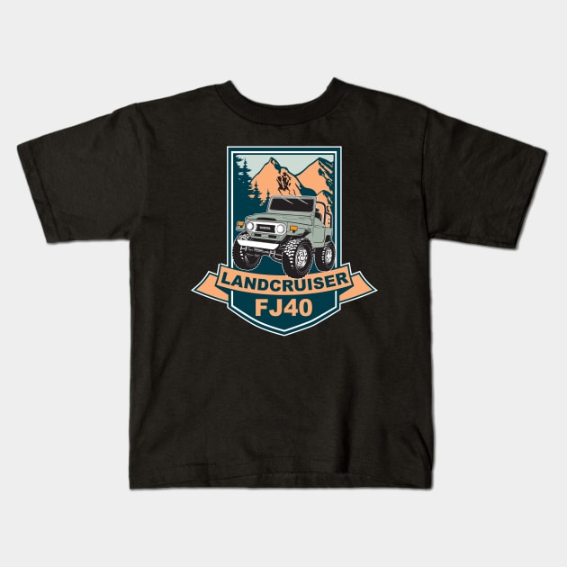 FJ40 Mountains Kids T-Shirt by Bulloch Speed Shop